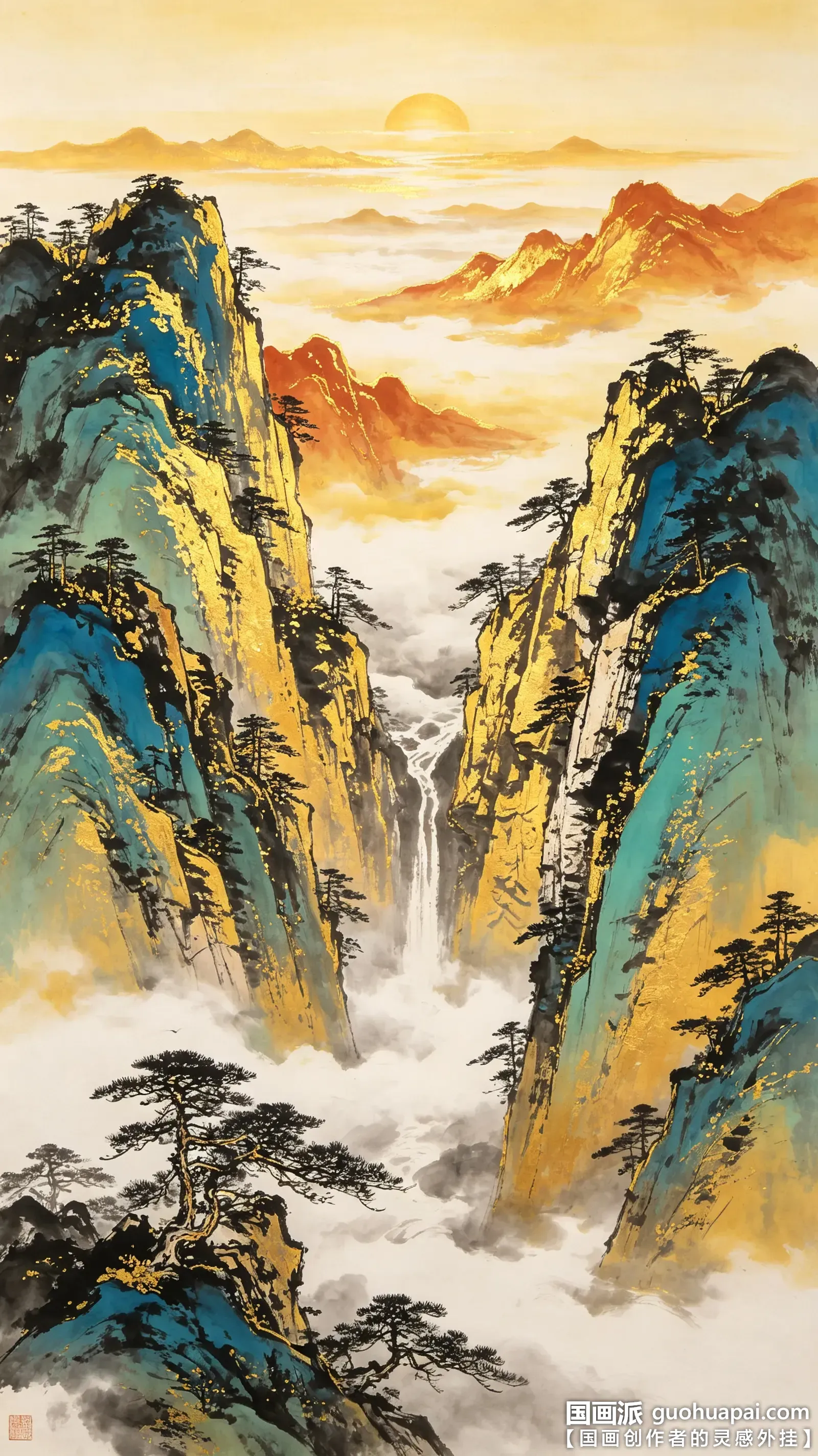 中国絵画 大型 名家 黄胄 煙浮遠岫巻 山水絵 国画 巻物 絵折りたたみ式